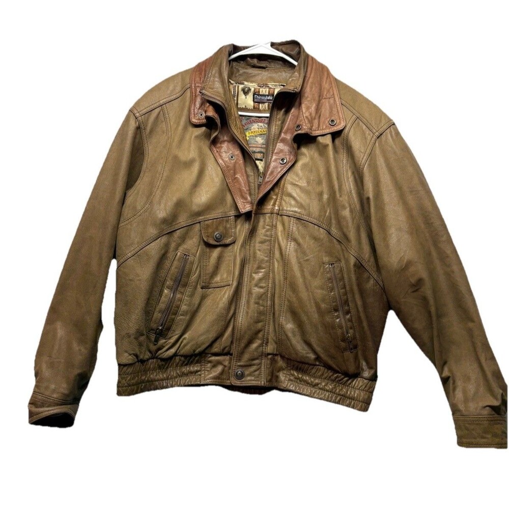 Vtg Adventure Bound Wilsons Leather Bomber Jacket Men L Thinsulate Aztec Liner